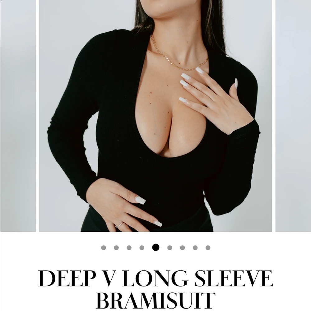 Klassy Network deep v cut bodysuit with built in padding.